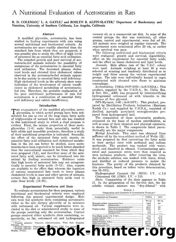 A nutritional evaluation of acetostearins in rats by Unknown