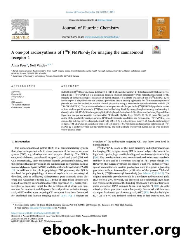 A one-pot radiosynthesis of [18F]FMPEP- d 2 for imaging the cannabinoid receptor 1 by Anna Pees & Neil Vasdev