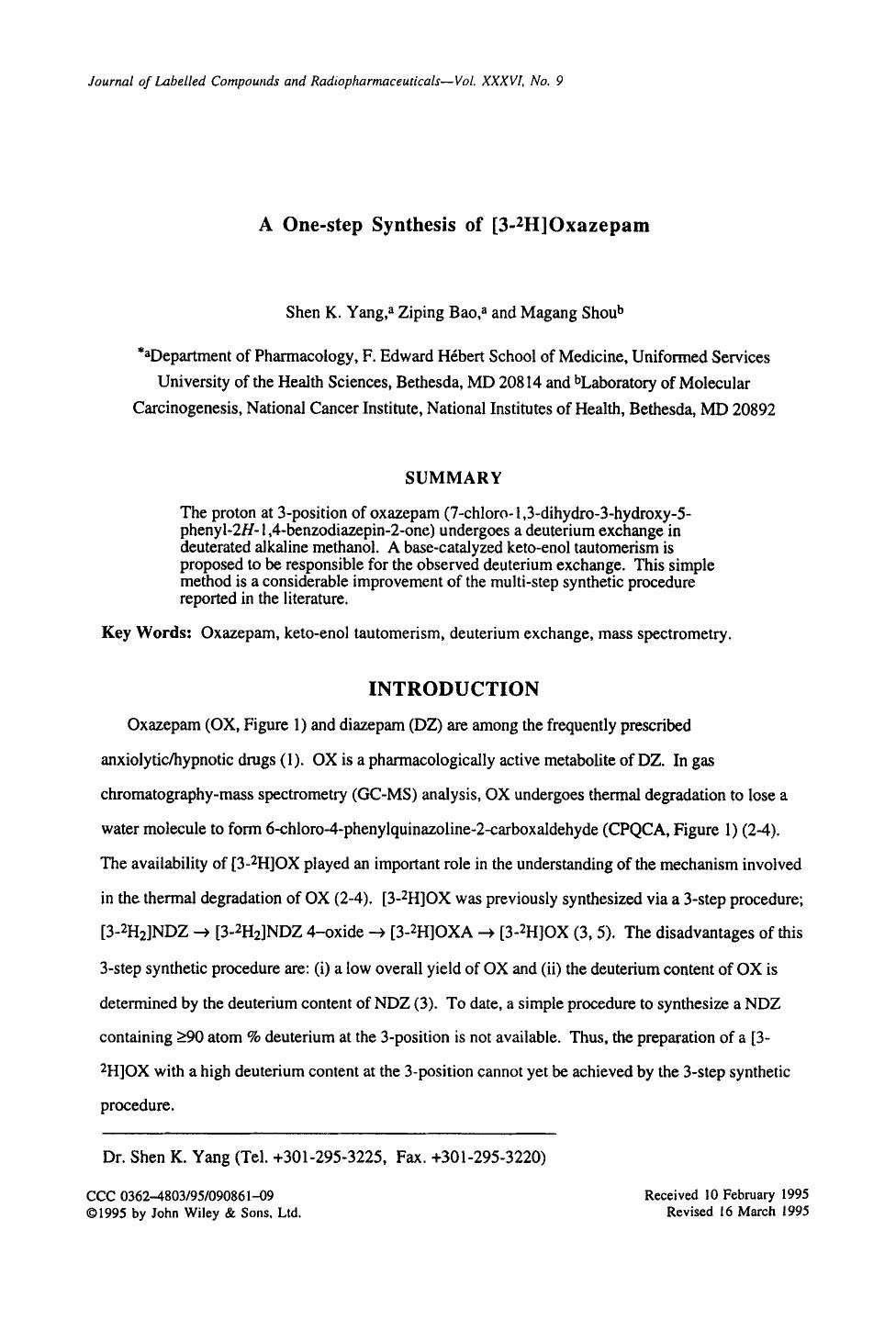A one-step synthesis of [3-2H]oxazepam by Unknown