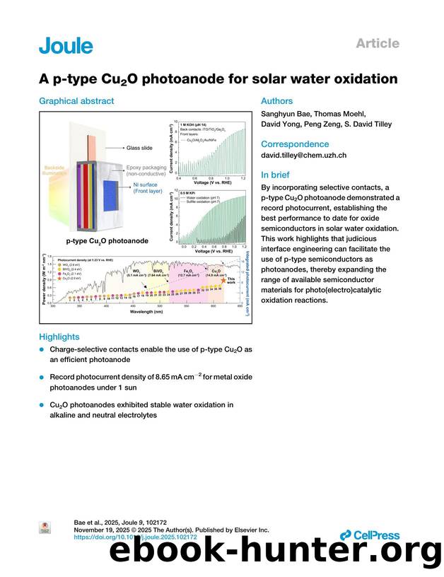 A p-type Cu2O photoanode for solar water oxidation by Sanghyun Bae & Thomas Moehl & David Yong & Peng Zeng & S. David Tilley