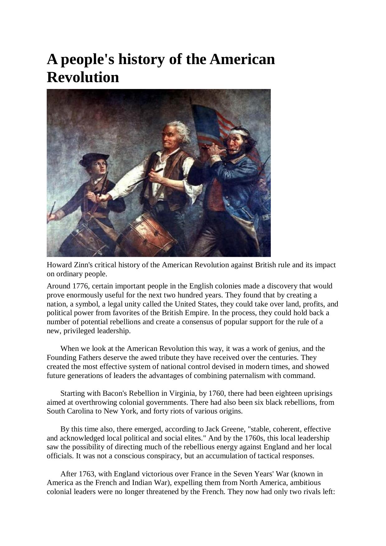 A peoples History of the American Revolution by Unknown