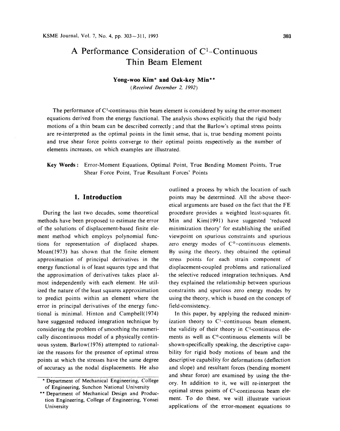 A performance consideration of C <Superscript>1 <Superscript>-continuous thin beam element by Unknown