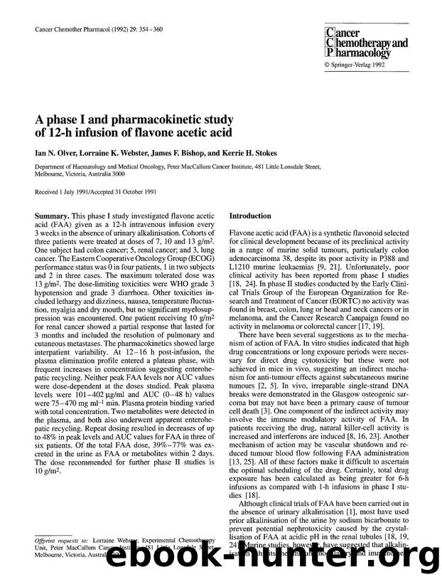 A phase I and pharmacokinetic study of 12-h infusion of flavone acetic acid by Unknown