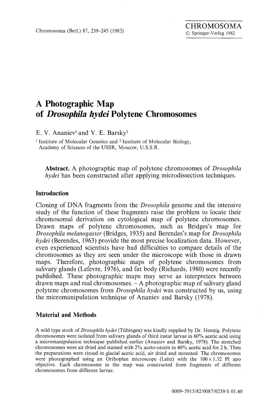 A photographic map of <Emphasis Type="Italic">Drosophila hydei<Emphasis> polytene chromosomes by Unknown