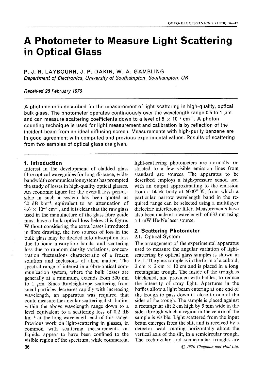 A photometer to measure light scattering in optical glass by Unknown