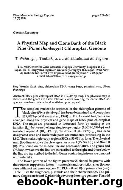 A physical map and clone bank of the black pine ( <Emphasis Type="Italic">Pinus thunbergii <Emphasis>) chloroplast genome by Unknown