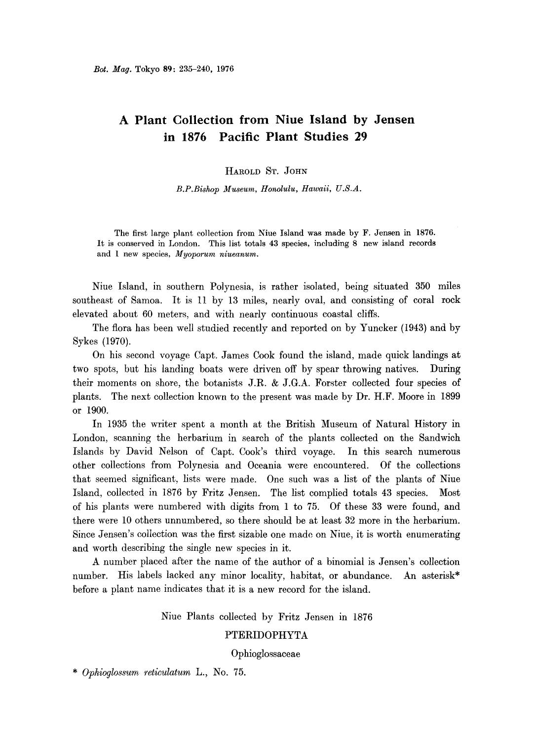 A plant collection from Niue Island by Jensen in 1876 pacific plant studies 29 by Unknown