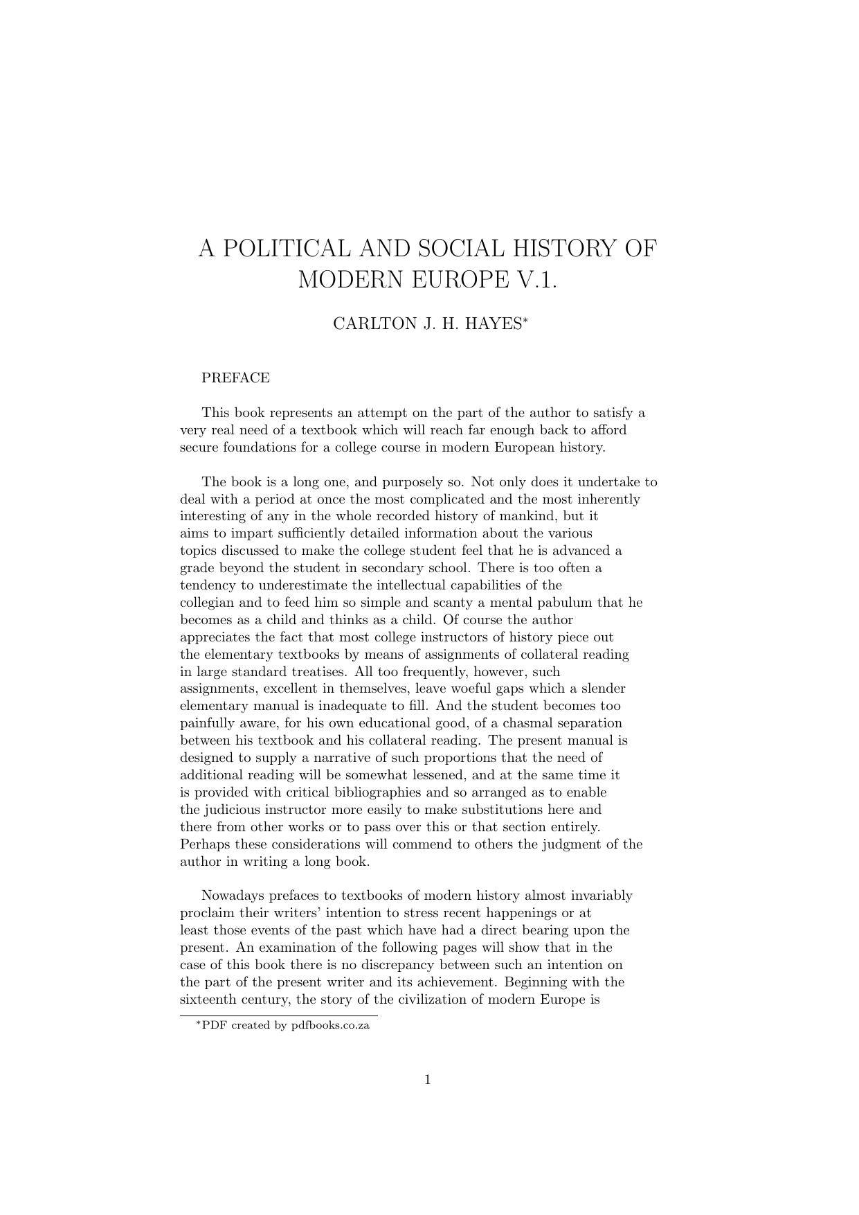 A political and social history of modern Europe by Carlton J H Hayes