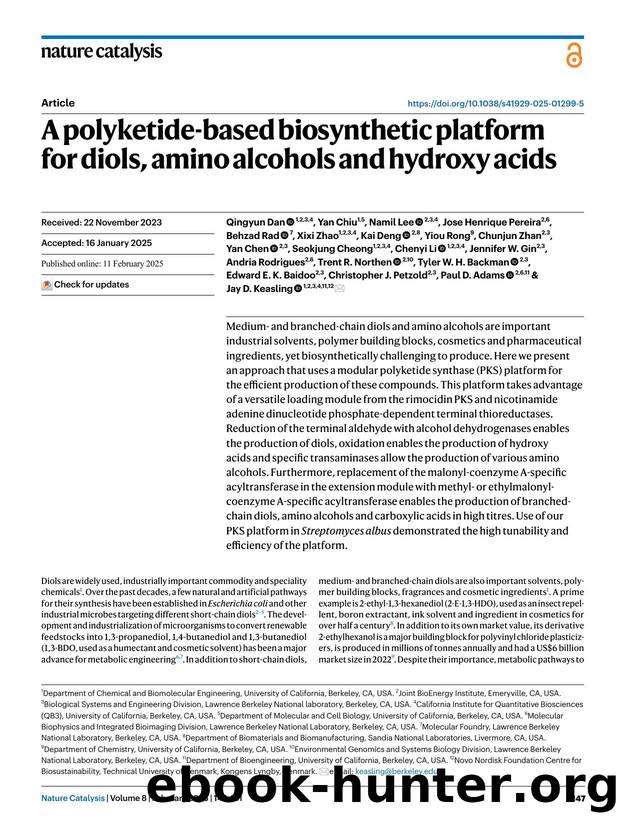 A polyketide-based biosynthetic platform for diols, amino alcohols and hydroxy acids by unknow