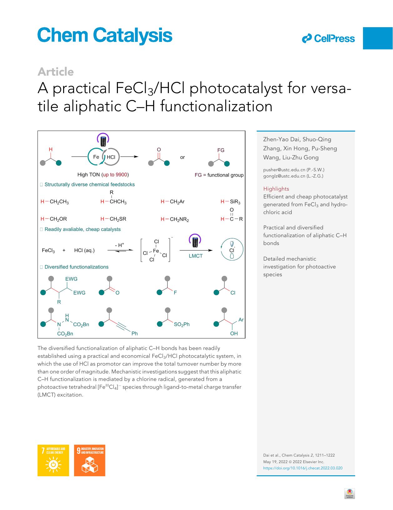 A practical FeCl3HCl photocatalyst for versatile aliphatic C-H functionalization by Zhen-Yao Dai