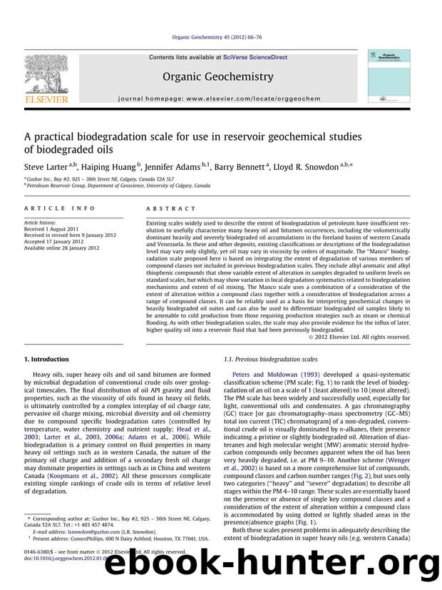 A practical biodegradation scale for use in reservoir geochemical studies of biodegraded oils by Steve Larter