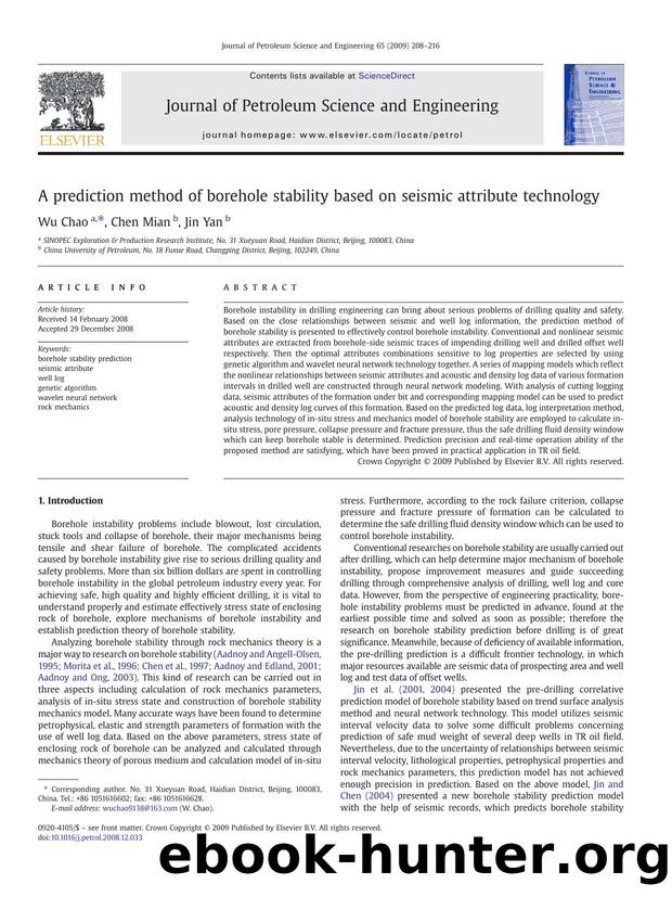 A prediction method of borehole stability based on seismic attribute technology by Wu Chao; Chen Mian; Jin Yan