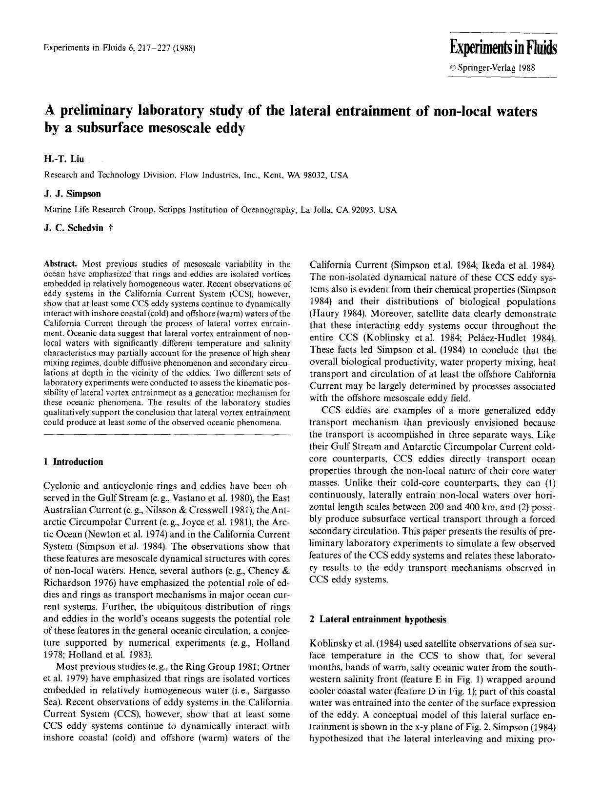 A preliminary laboratory study of the lateral entrainment of non-local waters by a subsurface mesoscale eddy by Unknown