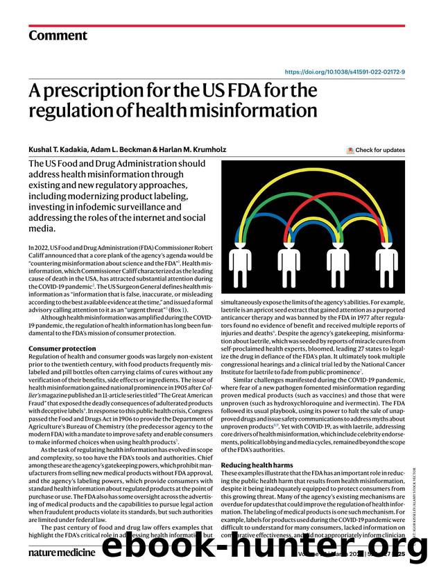 A prescription for the US FDA for the regulation of health misinformation by Kushal T. Kadakia & Adam L. Beckman & Harlan M. Krumholz
