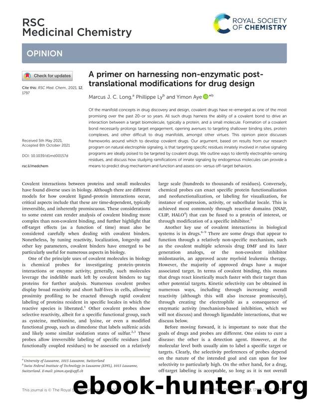 A primer on harnessing non-enzymatic post-translational modifications for drug design by Marcus J. C. Long & Phillippe Ly & Yimon Aye