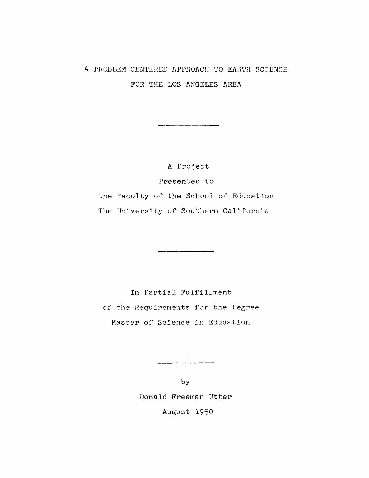 A problem centered approach to earth science for the Los Angeles area by Utter Donald Freeman