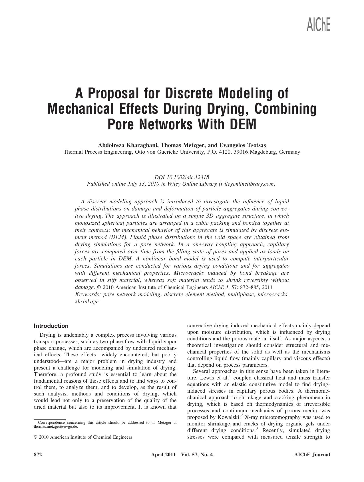 A proposal for discrete modeling of mechanical effects during drying, combining pore networks with DEM by Unknown
