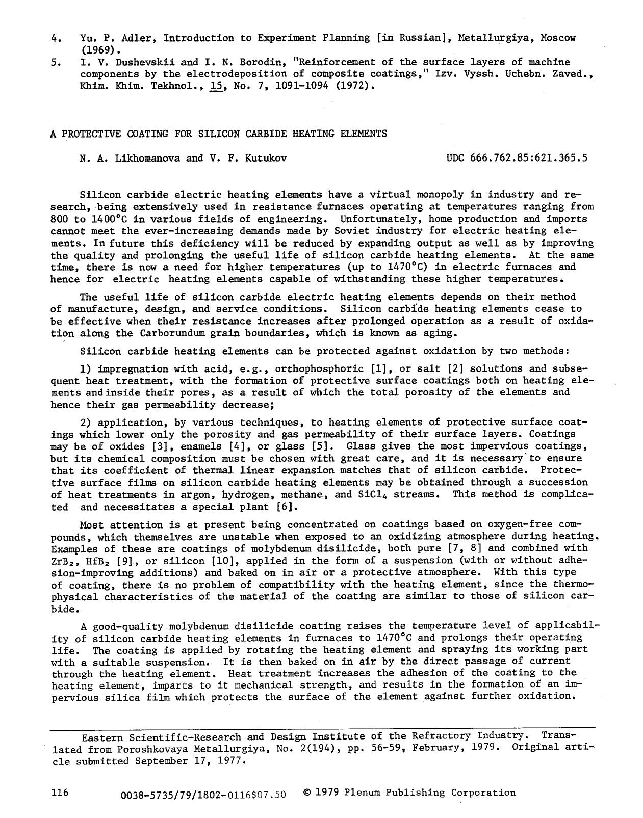 A protective coating for silicon carbide heating elements by Unknown