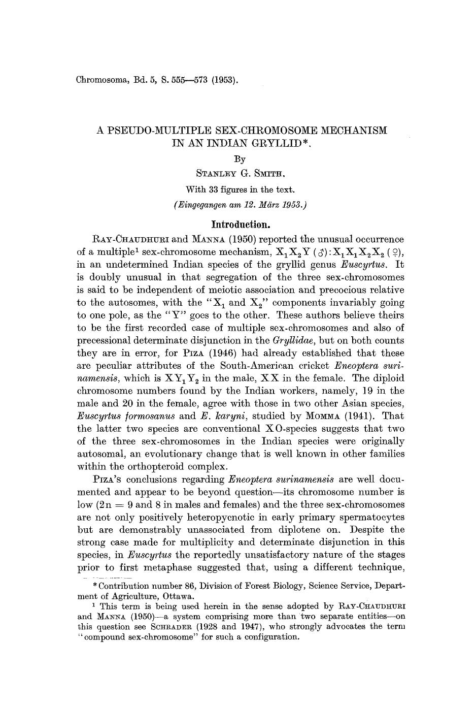 A pseudo-multiple sex-chromosome mechanism in an indian gryllid by Unknown