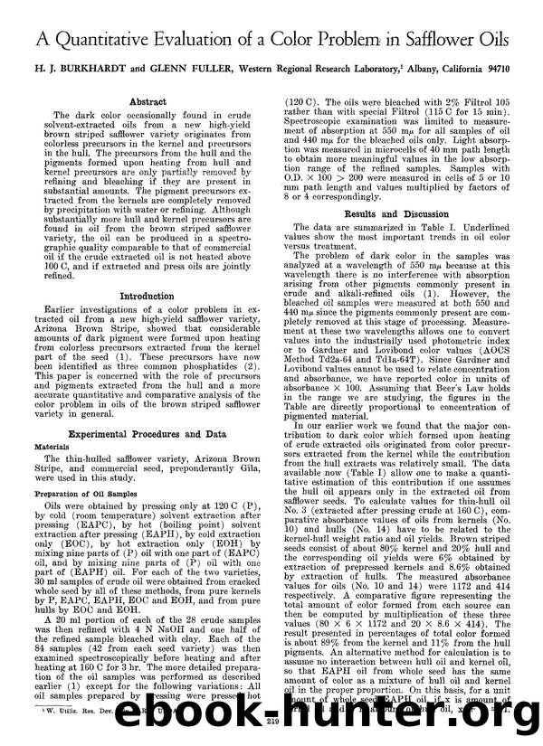 A quantitative evaluation of a color problem in safflower oils by Unknown