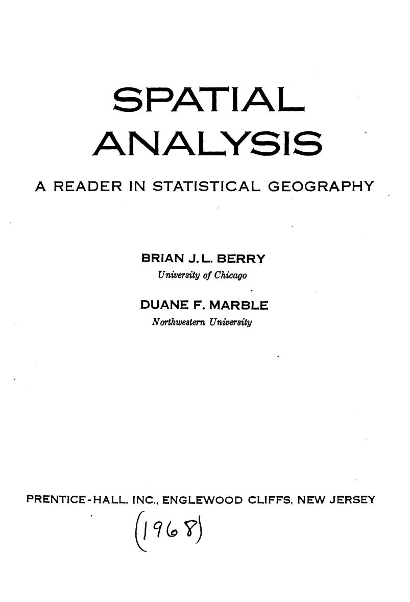 A quantitative expression of the pattern of urban settlements in selected areas of the United States by King L.J