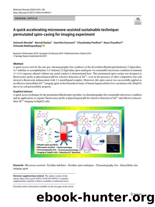 A quick accelerating microwave-assisted sustainable technique: permutated spiro-casing for imaging experiment by unknow