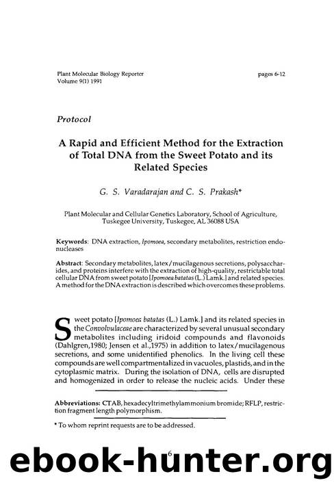 A rapid and efficient method for the extraction of total DNA from the sweet potato and its related species by Unknown