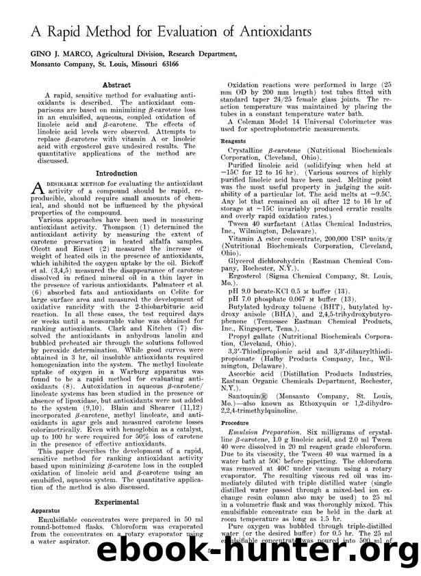 A rapid method for evaluation of antioxidants by Unknown