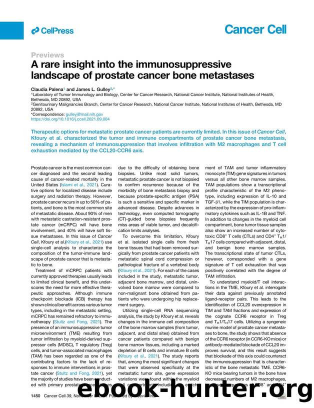 A rare insight into the immunosuppressive landscape of prostate cancer bone metastases by Claudia Palena & James L. Gulley