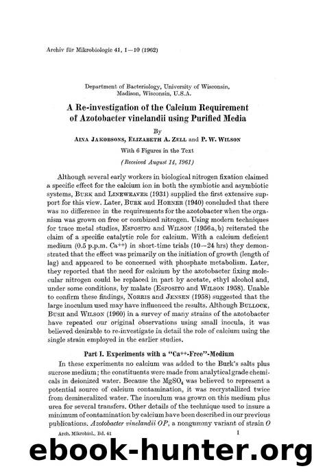 A re-investigation of the calcium requirement of azotobacter vinelandii using purified media by Unknown