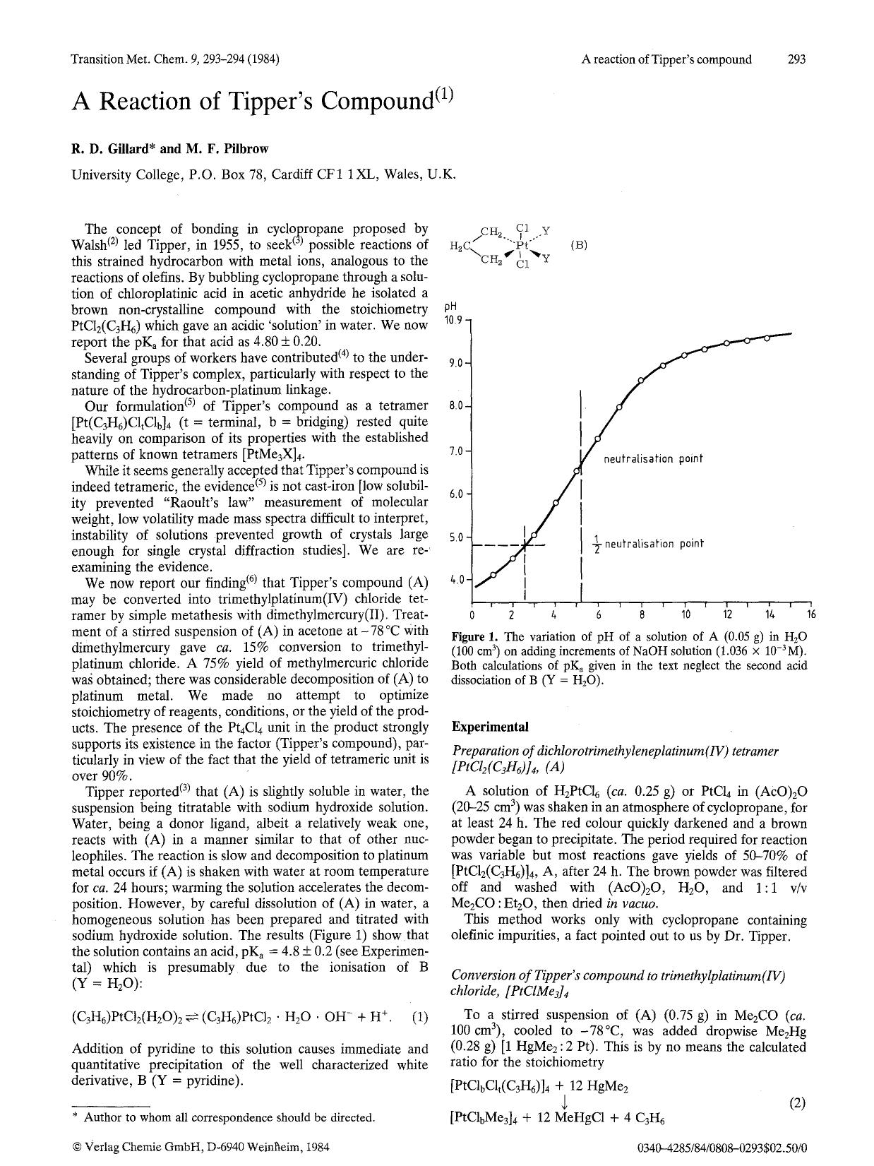 A reaction of tipper's compound by Unknown