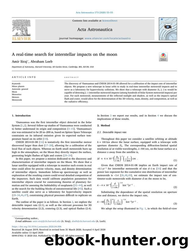 A real-time search for interstellar impacts on the moon by Amir Siraj & Abraham Loeb