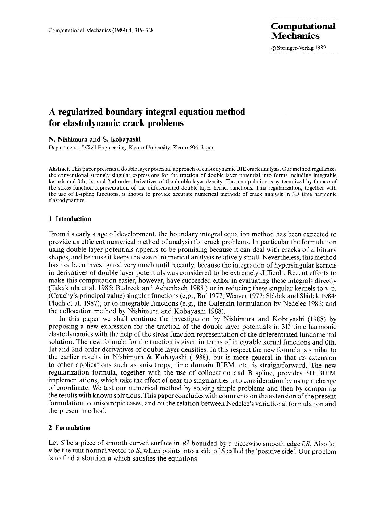 A regularized boundary integral equation method for elastodynamic crack problems by Unknown