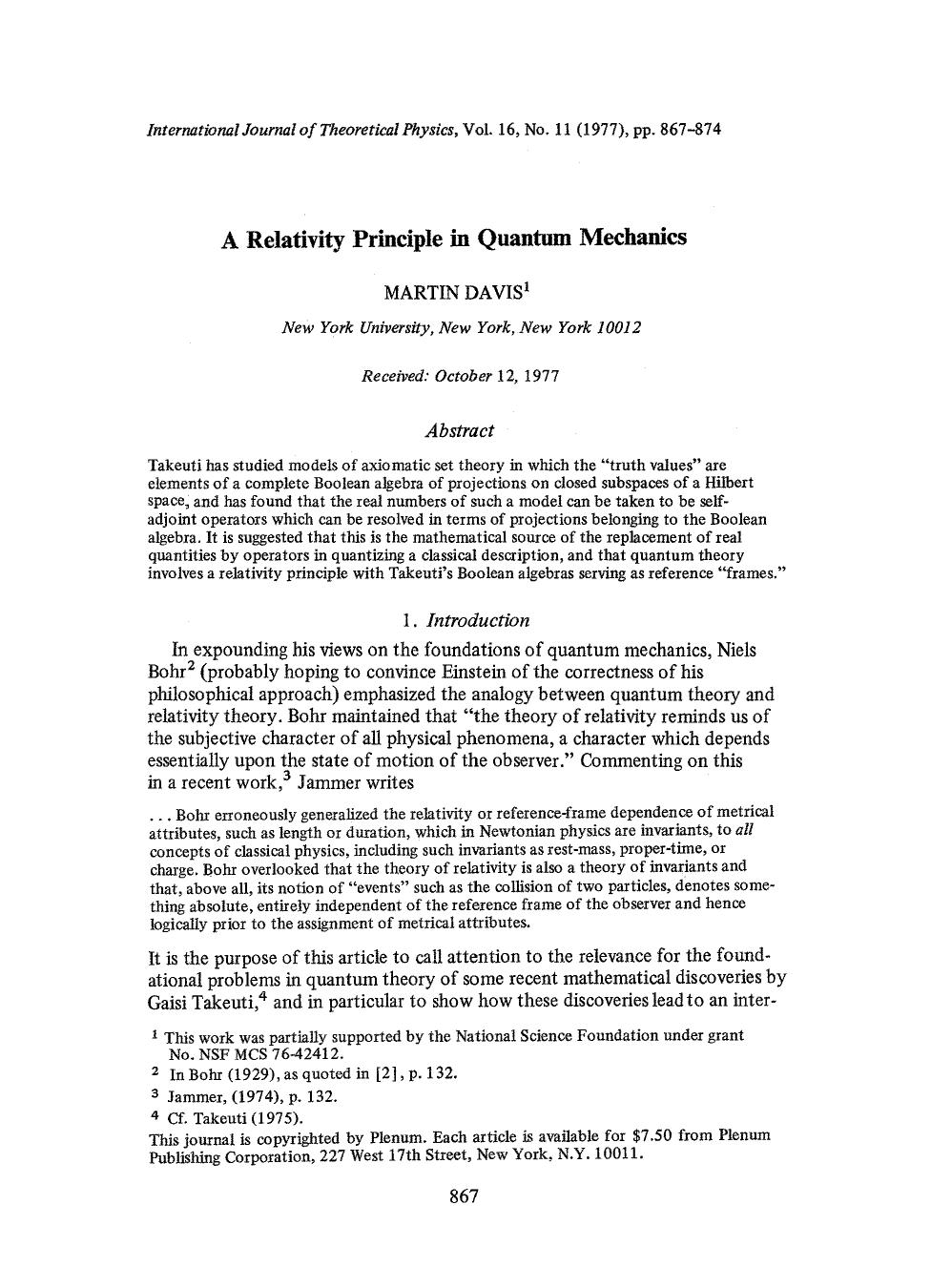 A relativity principle in quantum mechanics by Unknown