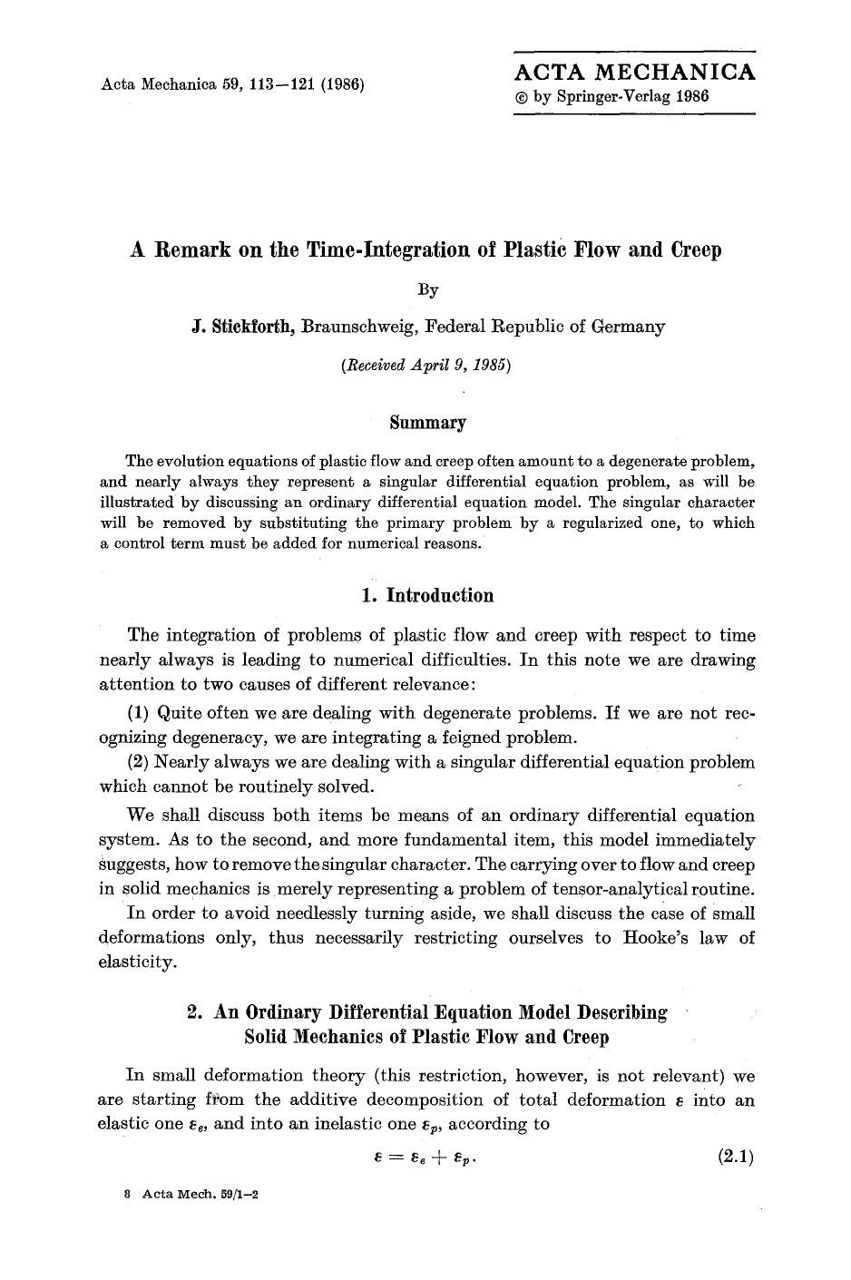 A remark on the time-integration of plastic flow and creep by Unknown