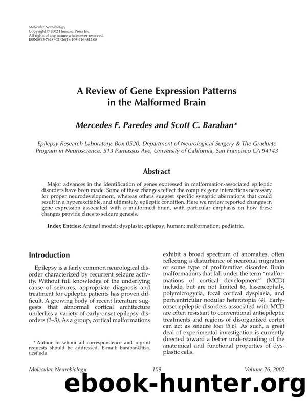 A review of gene expression patterns in the malformed brain by Unknown