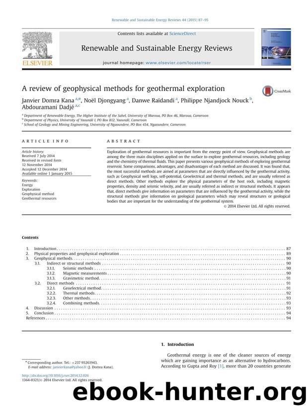 A review of geophysical methods for geothermal exploration by unknow