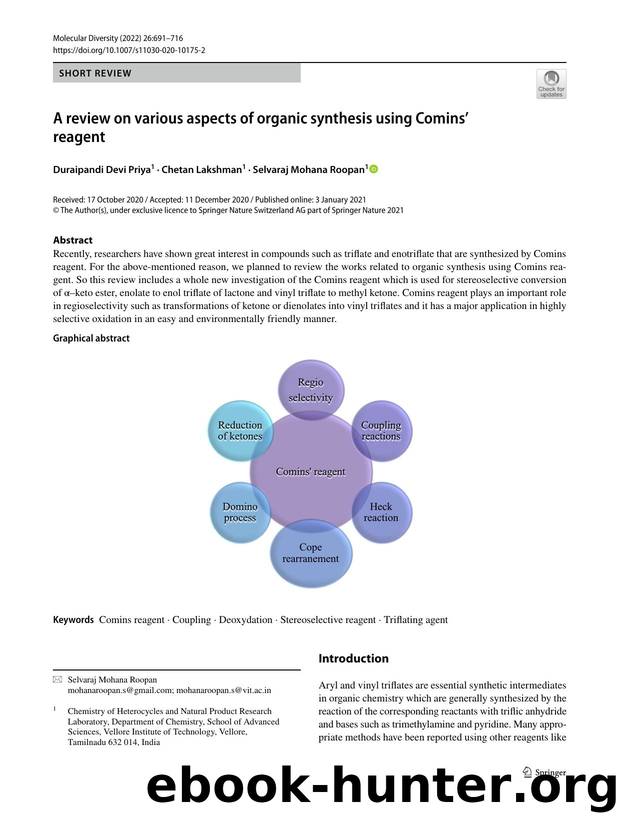 A review on various aspects of organic synthesis using Cominsâ reagent by Duraipandi Devi Priya & Chetan Lakshman & Selvaraj Mohana Roopan