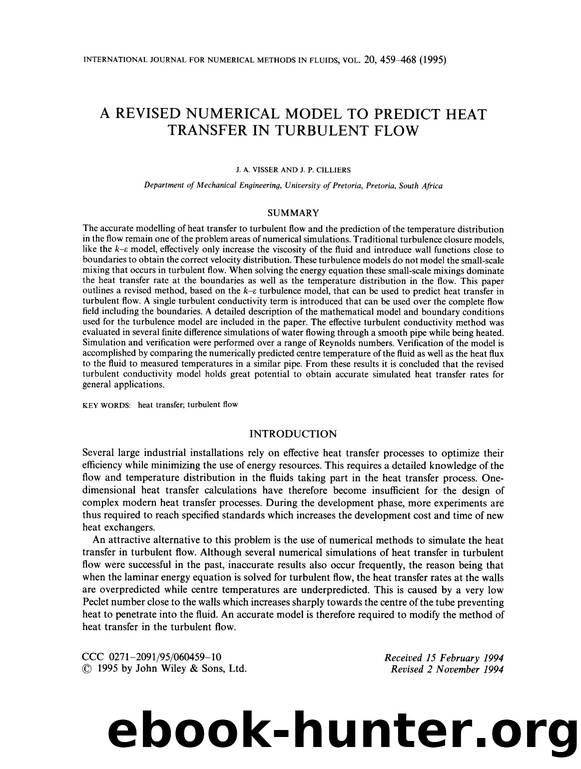 A revised numerical model to predict heat transfer in turbulent flow by Unknown