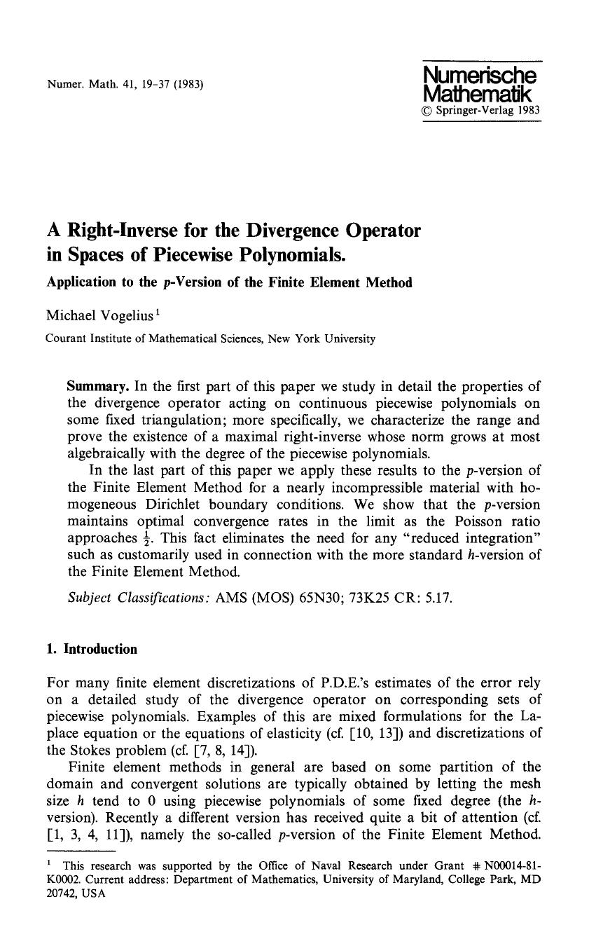 A right-inverse for the divergence operator in spaces of piecewise polynomials by Unknown