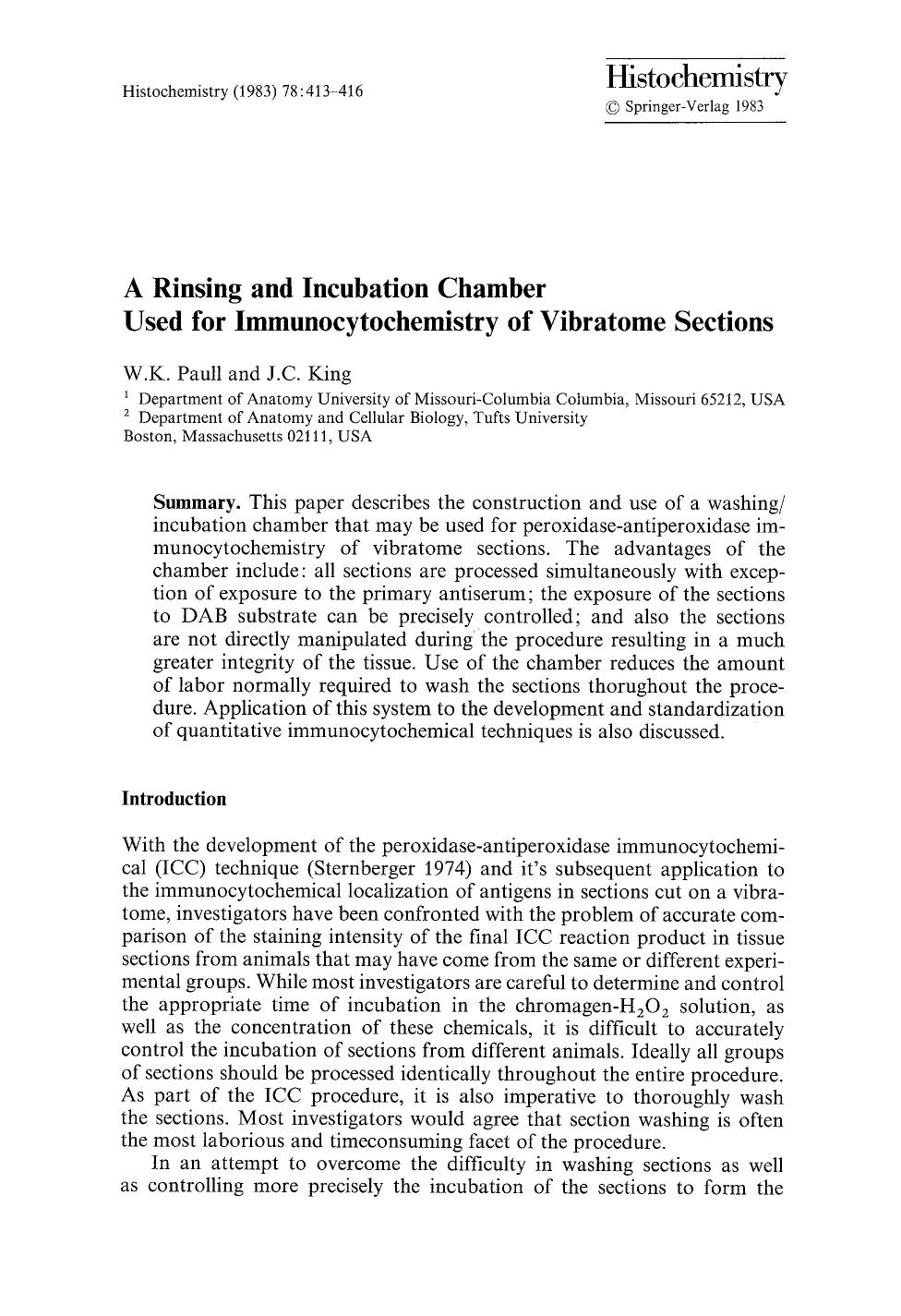 A rinsing and incubation chamber used for immunocytochemistry of vibratome sections by Unknown