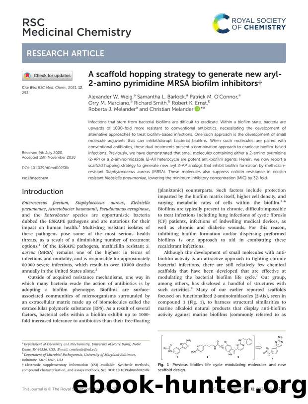 A scaffold hopping strategy to generate new aryl-2-amino pyrimidine MRSA biofilm inhibitors by unknow