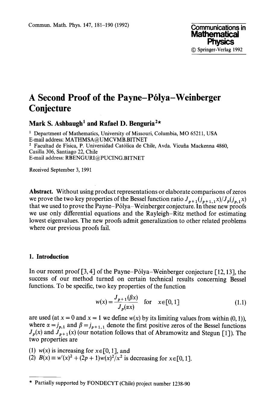 A second proof of the Payne-P&#x00F3;lya-Weinberger conjecture by Unknown