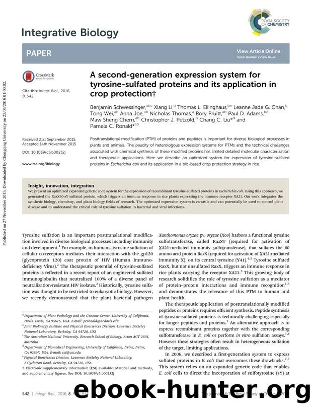 A second-generation expression system for tyrosine-sulfated proteins and its application in crop protection by unknow