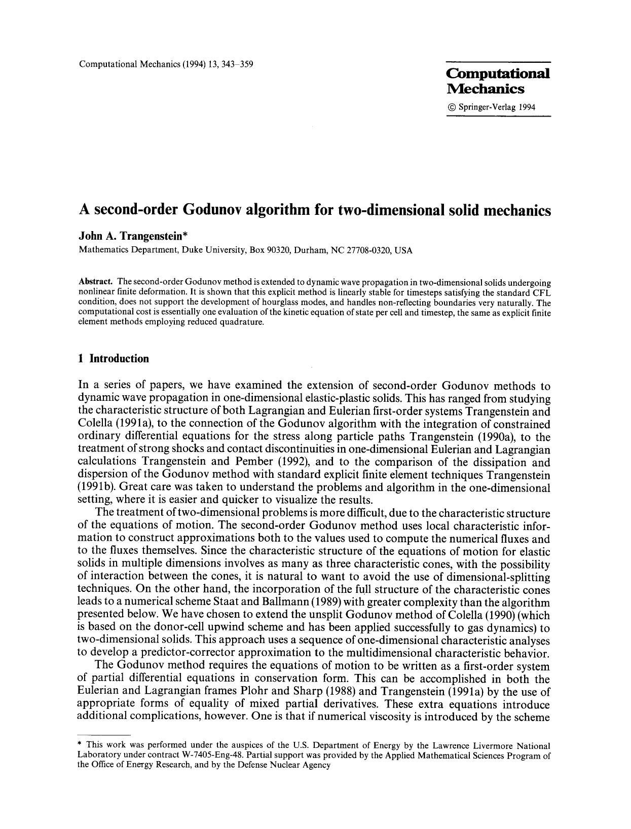 A second-order Godunov algorithm for two-dimensional solid mechanics by Unknown
