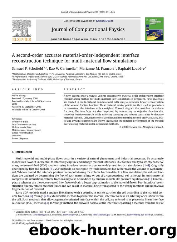 A second-order accurate material-order-independent interface reconstruction technique for multi-material flow simulations by Samuel P. Schofield; Rao V. Garimella; Marianne M. Francois; Raphaël Loubère