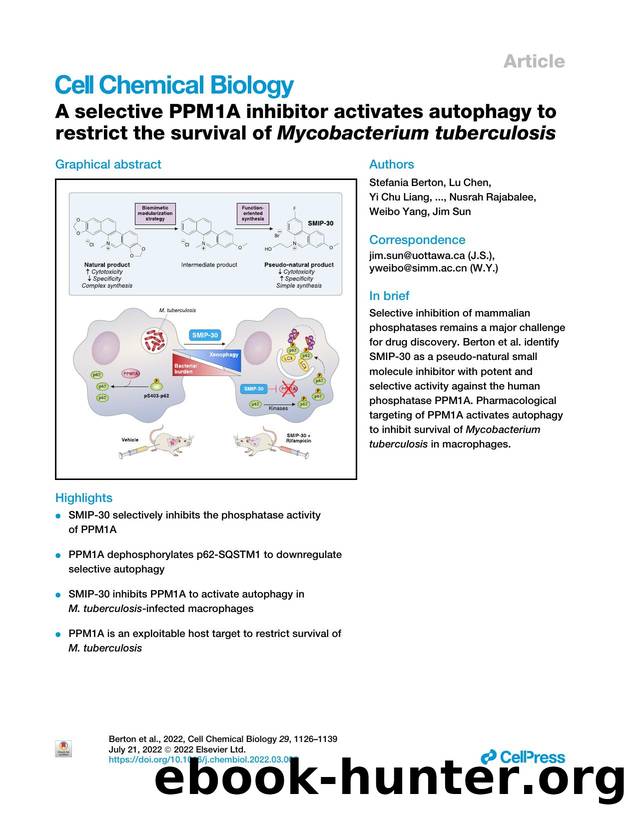 A selective PPM1A inhibitor activates autophagy to restrict the survival of Mycobacterium tuberculosis by unknow