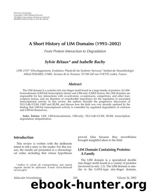 A short history of LIM domains (1993&#x2013;2002) by Unknown