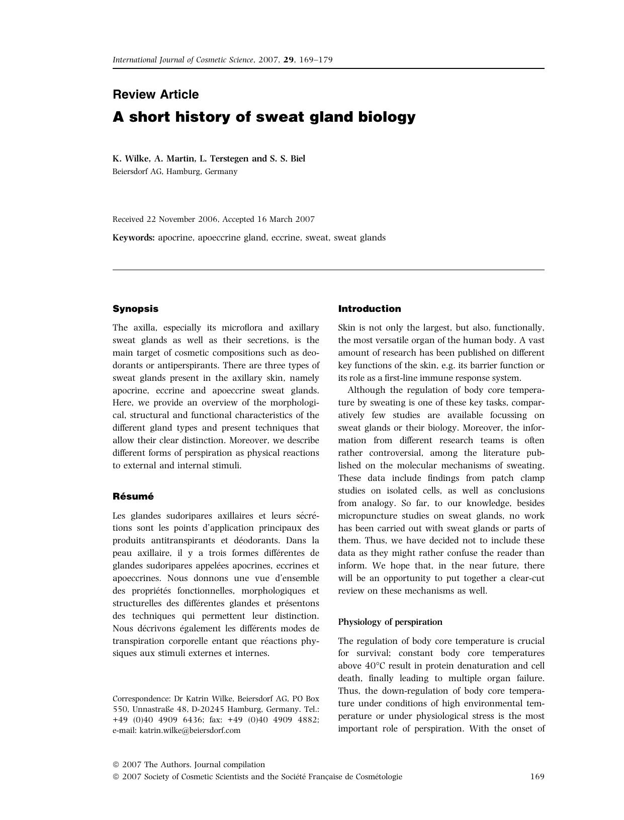 A short history of sweat gland biology by Unknown
