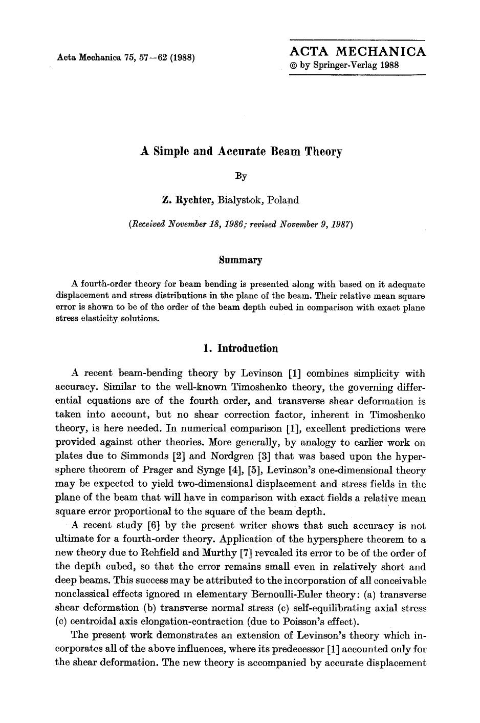 A simple and accurate beam theory by Unknown